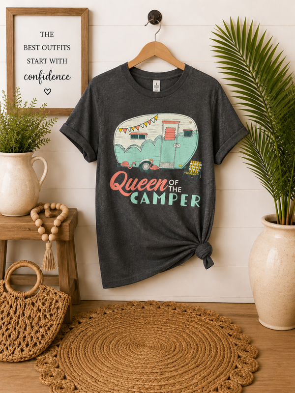 Grey queen of the camper tee Size Medium