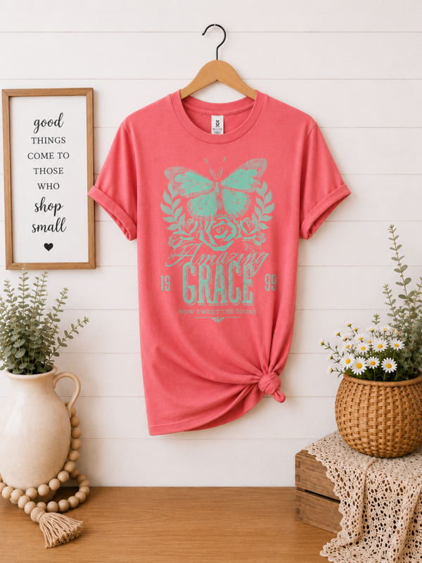 Coral & mint amazing grace tee Size Medium