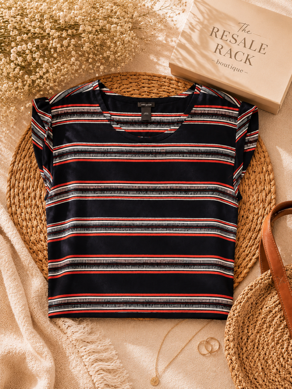 Ann Taylor Navy striped top Size Large