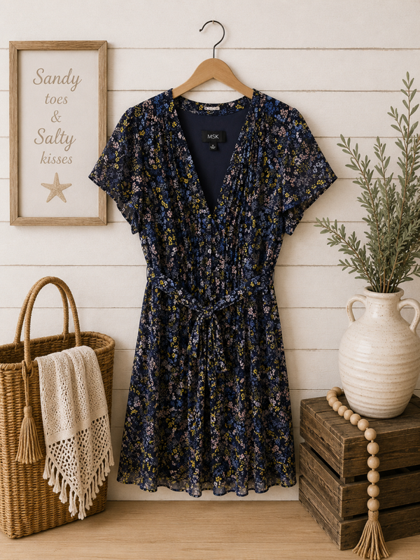 MSK navy floral print dress Size 18