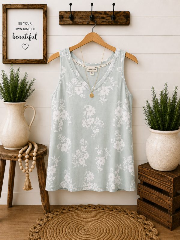 Annie Klein mint & white super soft tank Size Medium