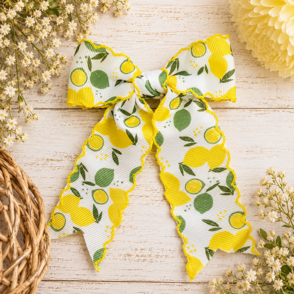 Lemon lime print bow