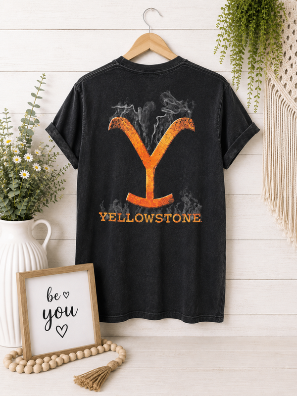 Smokin’ Y Yellow stone black graphic tee Size Large