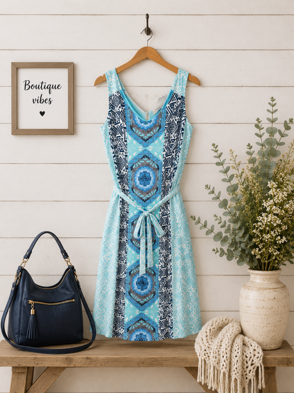 New Directions knee length printed dress Size Medium