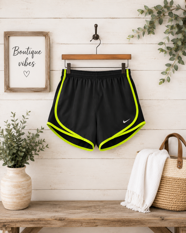 Nike sport shorts black Neon green Size Small