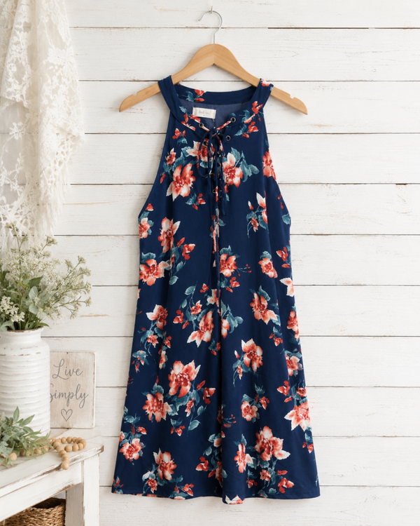 Altar’d State navy print sun dress Size Medium