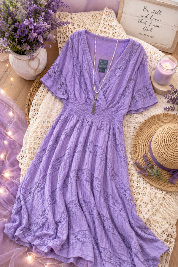 Rabbit purple lace long dress Size 18