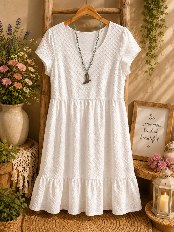 White ruffle bottom dress Size Large