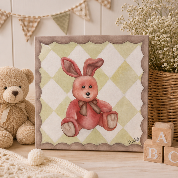 Snow feathers Rabbit canvas picture 10x10
