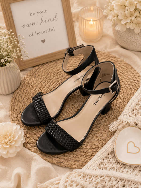 White Mt. black sandal with heel Size 8.5