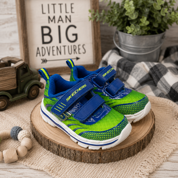 Skechers memory foam Royal & Green Size 6 baby