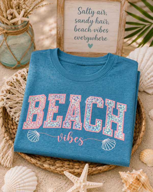 Beach vibes applique tee