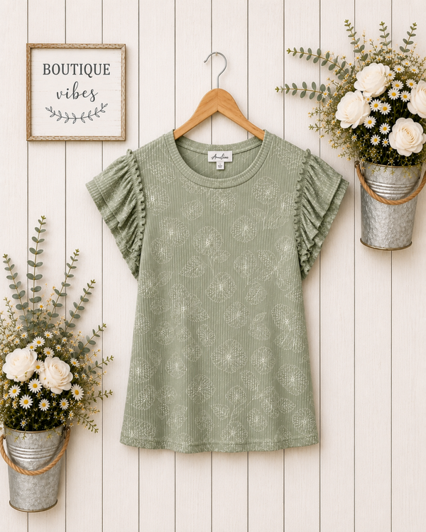 Annalise green & white top Size Medium