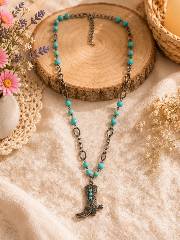 Western boot necklace