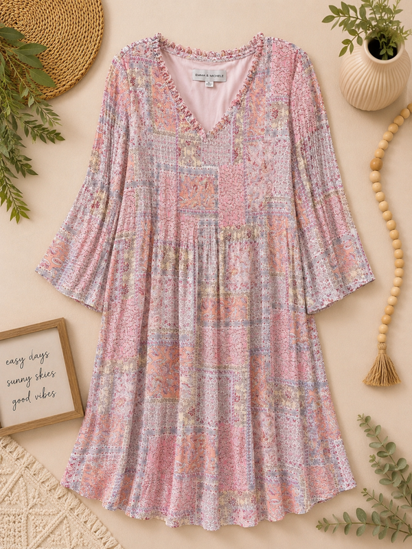 Emma & Michele Pink floral print dress Size XL