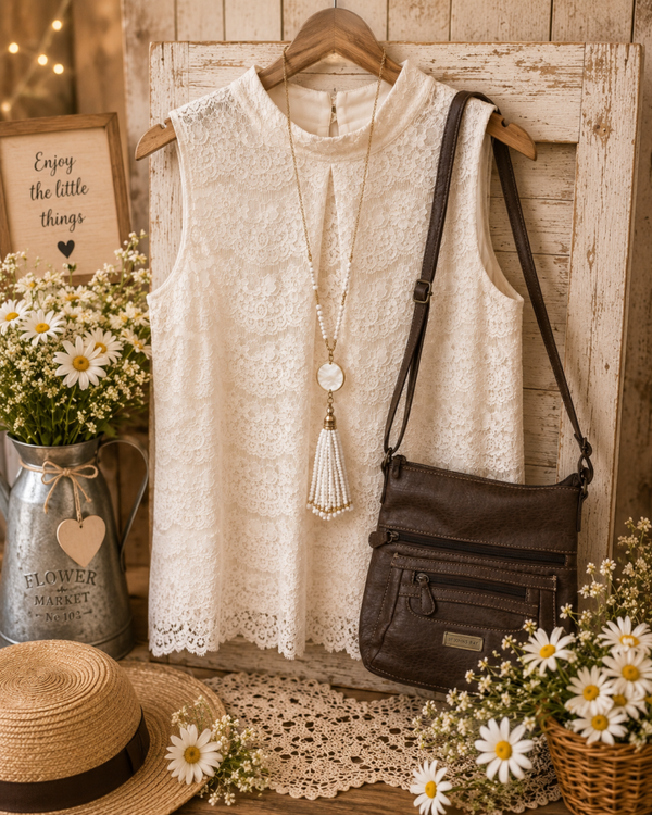White lace top Size XL