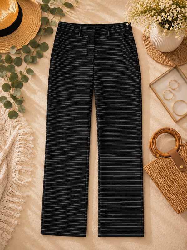 Loft Marisa heather black/white striped pants Size 10