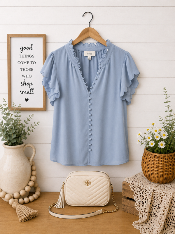 CeCe Blue blossom top Size XL