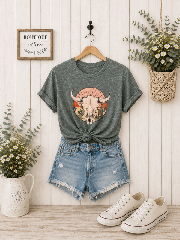 Desert skull green printed tee Size XL