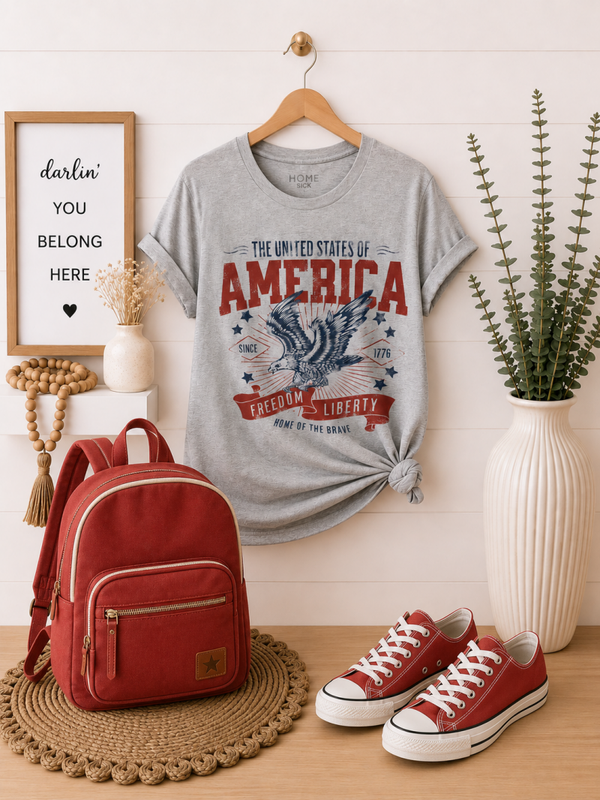 Home of the brave tee Grey Size Medium