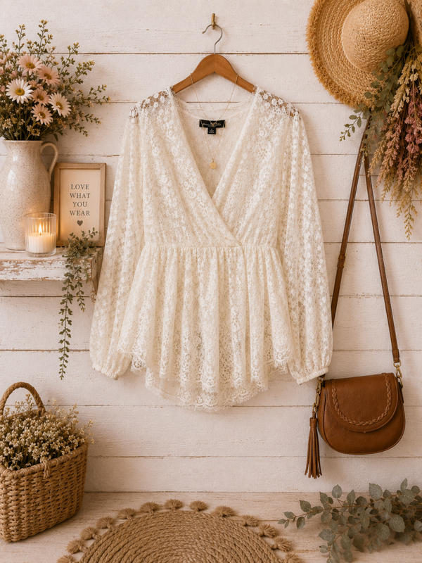Suzanne Betro off white lace top Size Large
