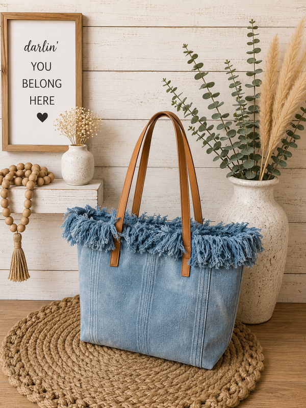Bunula blue fringe large bag