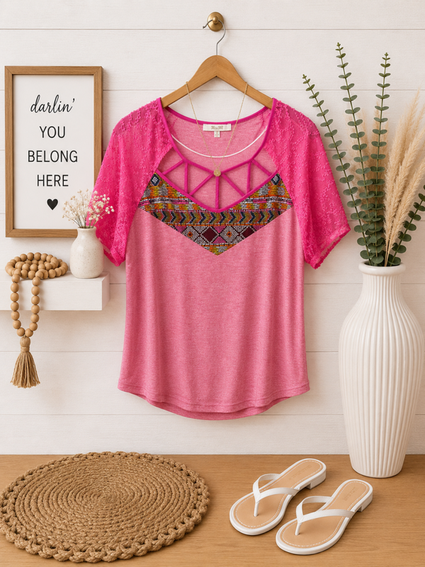 Miss me pink casual top Size Medium