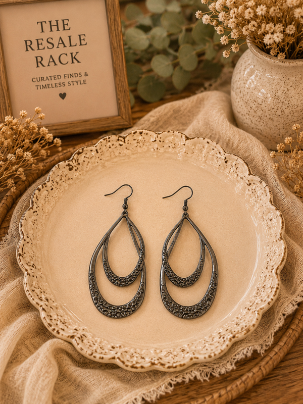 Gunmetal teardrop earrings