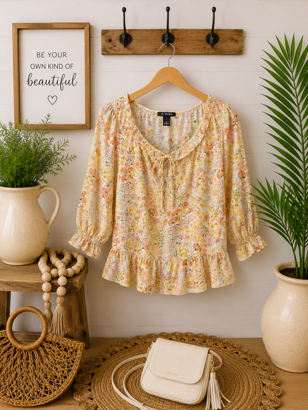 A. Beyer pastel floral top Size Large