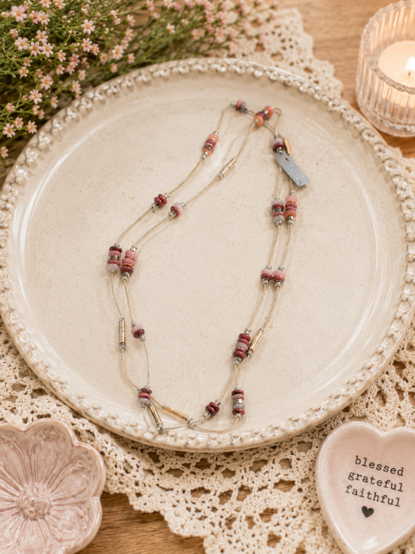 J Jill long layered pink tones necklace