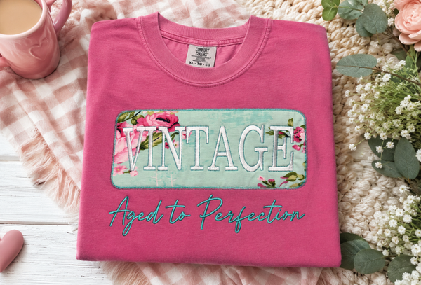 Vintage "Aged to Perfection" applique tee