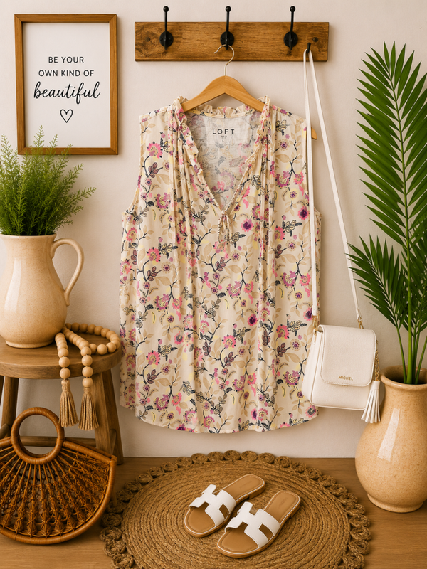 Loft tan printed tank Size Large