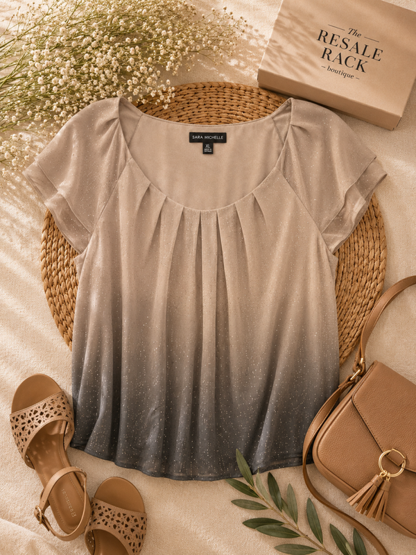 Sara Michelle tan and brown top Size XL