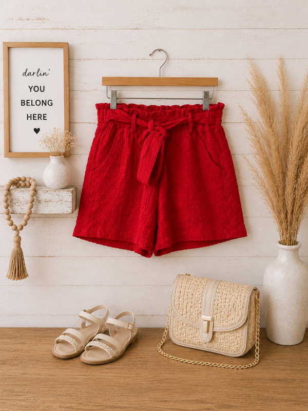 Knox Rose red linen shorts Size Medium