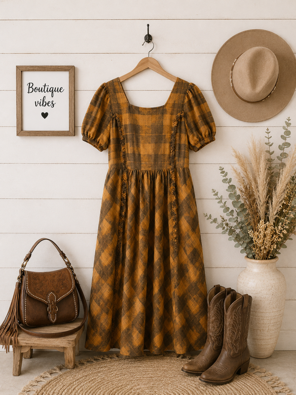 Ivy City Fall mustard colored plaid maxi Size 2XL