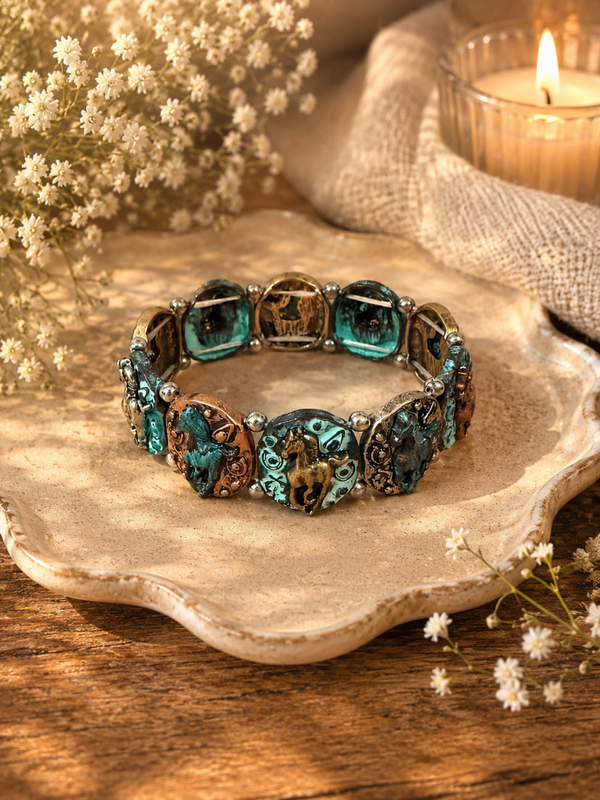 Tri Color stretch bracelet horse bracelet