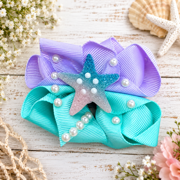 Starfish two-tone clip bow