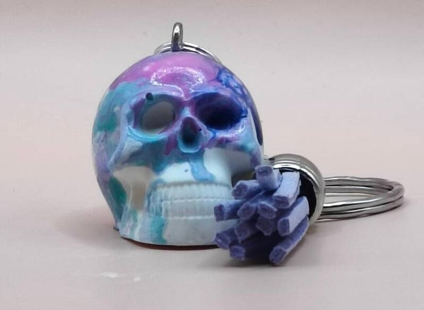 Mini skull keyring, cell/light purple