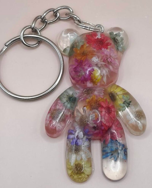 Large teddy keyring flower