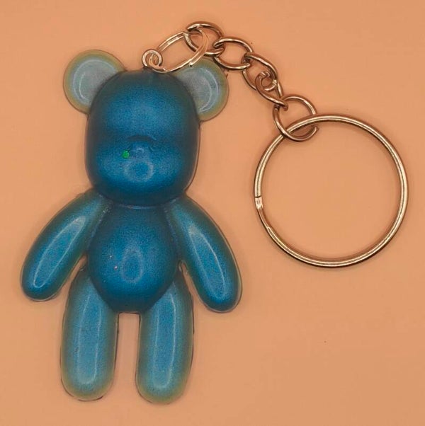 Large teddy keyring blue