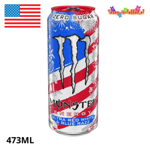 Monster Energy red white blue razz  473ml