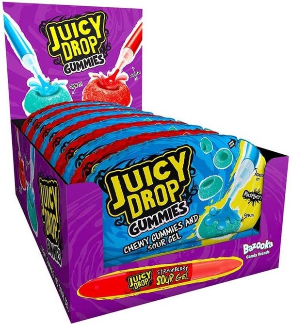 Bazooka Juicy Drop Gummies 57 gr volle doos 12 stuks
