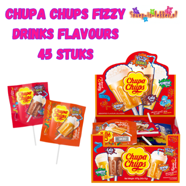 Chupa Chups Fizzy Drinks Flavours 45 stuks