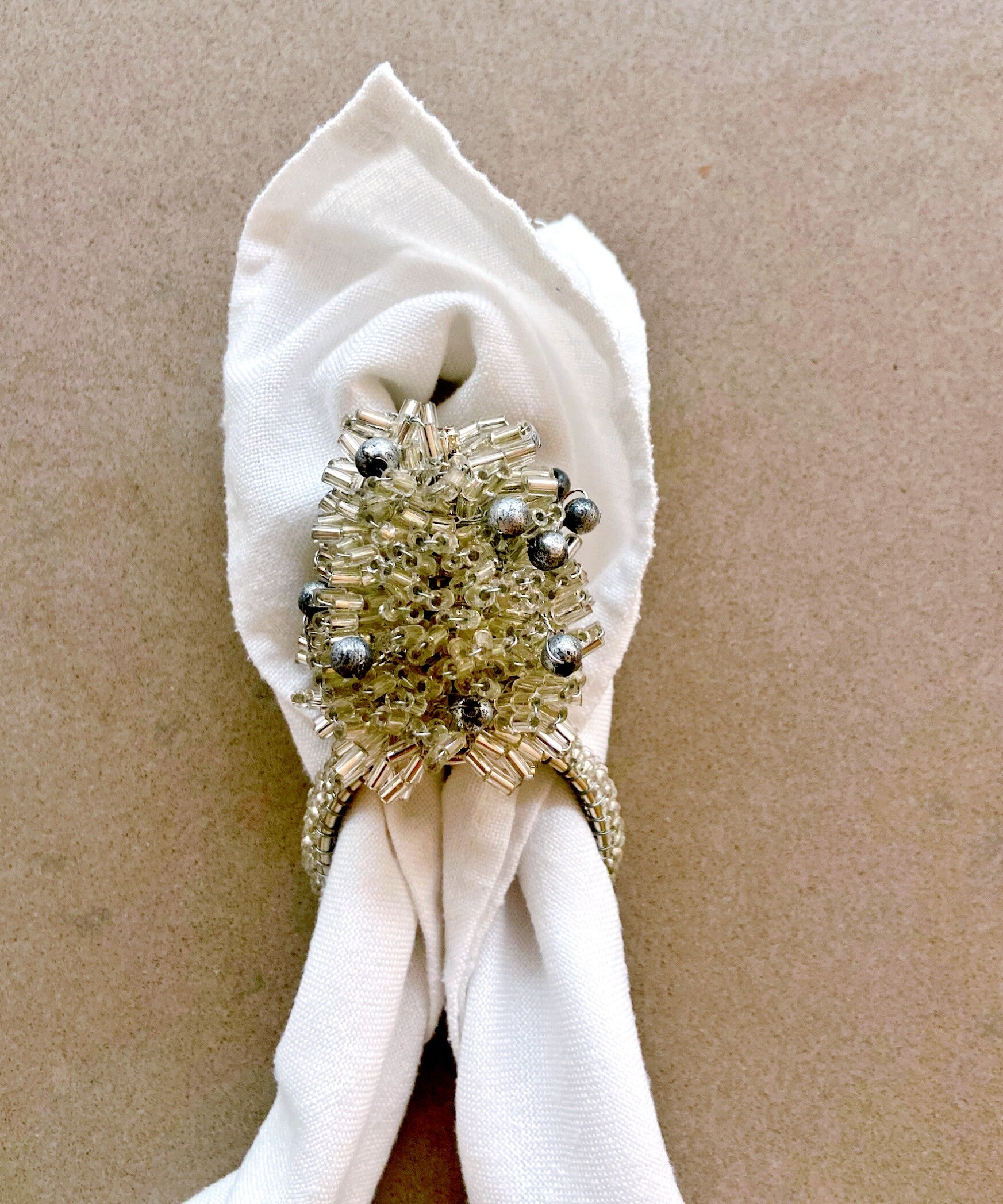 Servetringen  6 stuks Zilveren Kerstbomen