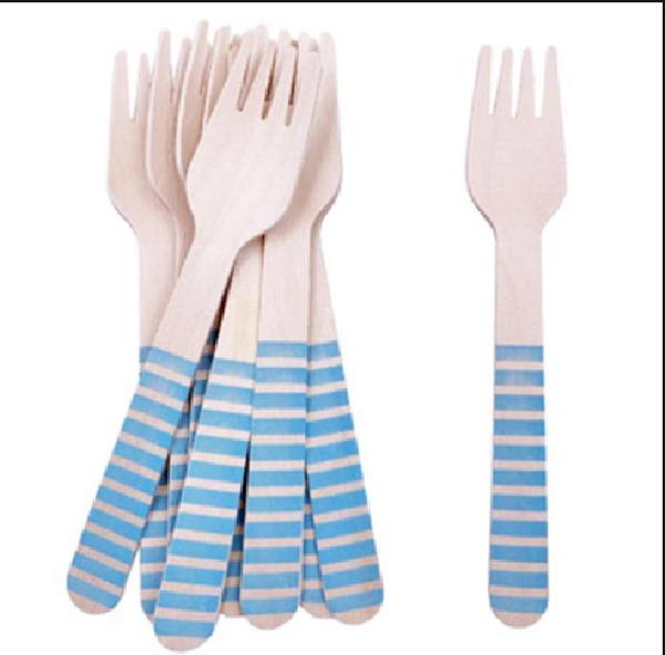 Houten Bestek Blauw 10 sets