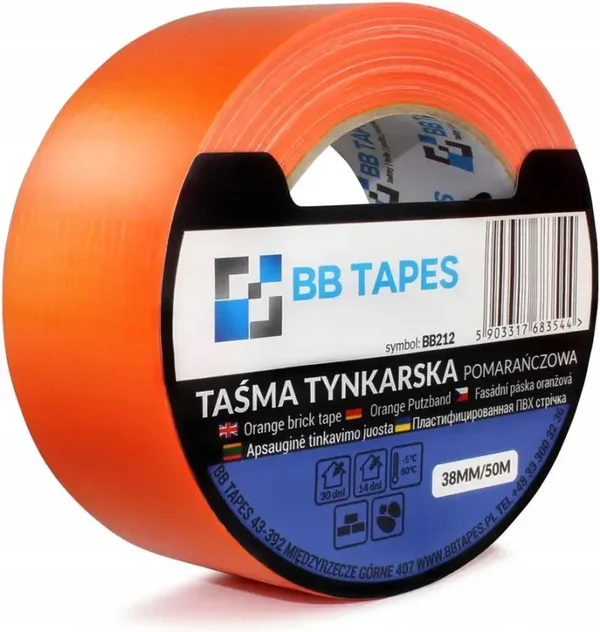 TAŚMA TYNKARSKA POMARAŃCZOWA 38mm/50m