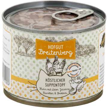 Hofgut Breitenberg Cat köstlicher Suppentopf Huhn mit Leber, Karotten und Brokkoli 12 x 180g (12,03€/kg)