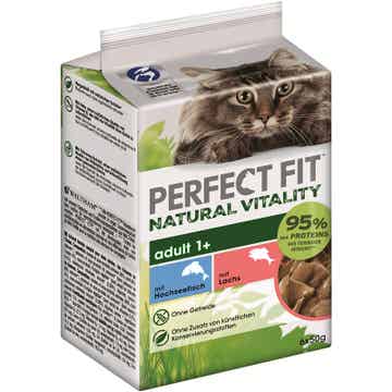 Perfect Fit Cat Portionsbeutel Natural Vitality Adult 1+ mit Hochseefisch und mit Lachs 36 x 50g (11,11€/kg)
