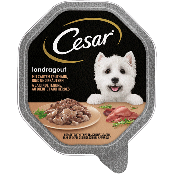 Cesar Schale Landragout mit Truthahn, Rind und Kräutern 7 x 150g (12,37€/kg)