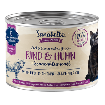 Sanabelle Nassfutter mit Rind & Huhn & Sonnenblumenöl 12 x 195g (11,11€/kg)